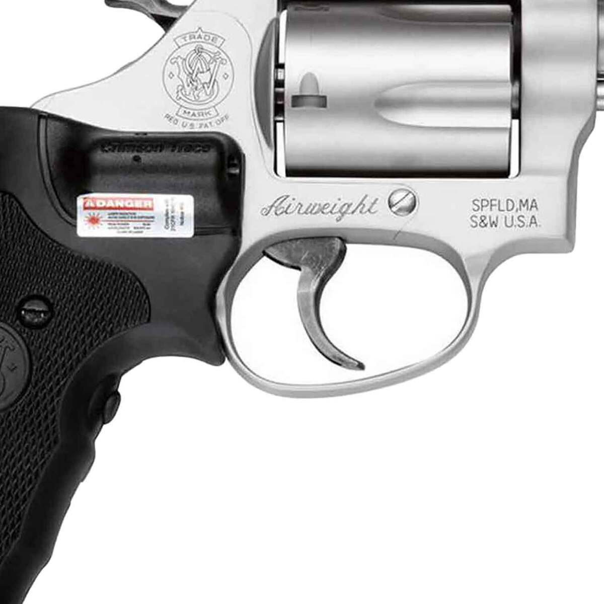 Smith & Wesson Model 637 Airweight w/Crimson Trace Lasergrip 38 Special 1.88in Matte Silver/Black Revolver - 5 Rounds Smith & Wesson Model 637 Airweight w/Crimson Trace Lasergrip 38 Special 1.88in Matte Silver/Black Revolver - 5 Rounds