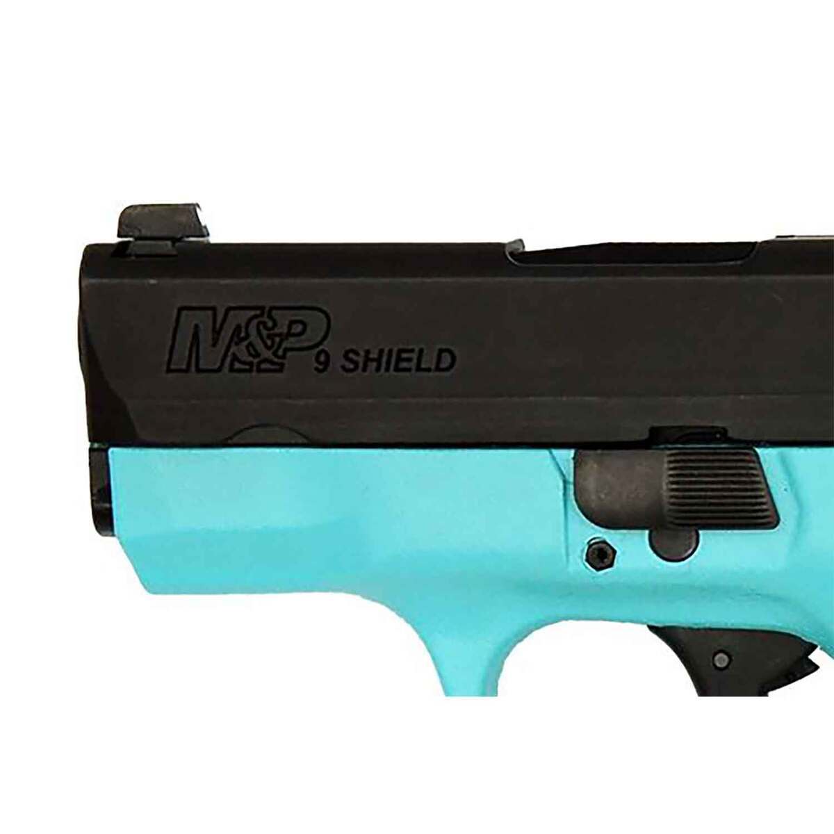 Smith & Wesson M&P 9 Shield 9mm Luger 3.1in Black/Robin's Egg Blue Pistol - 8+1 Rounds - Blue Smith & Wesson M&P 9 Shield 9mm Luger 3.1in Black/Robin's Egg Blue Pistol - 8+1 Rounds - Blue