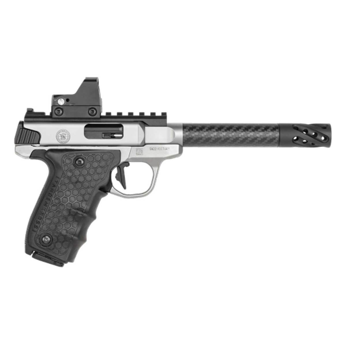 Smith & Wesson Performance Center SW22 Victory Target Model Carbon Fiber Target Barrel Red Dot Sight 22 Long Rifle 6in Stainless Pistol - 10+1 Rounds Smith & Wesson Performance Center SW22 Victory Target Model Carbon Fiber Target Barrel Red Dot Sight 22 Long Rifle 6in Stainless Pistol - 10+1 Rounds