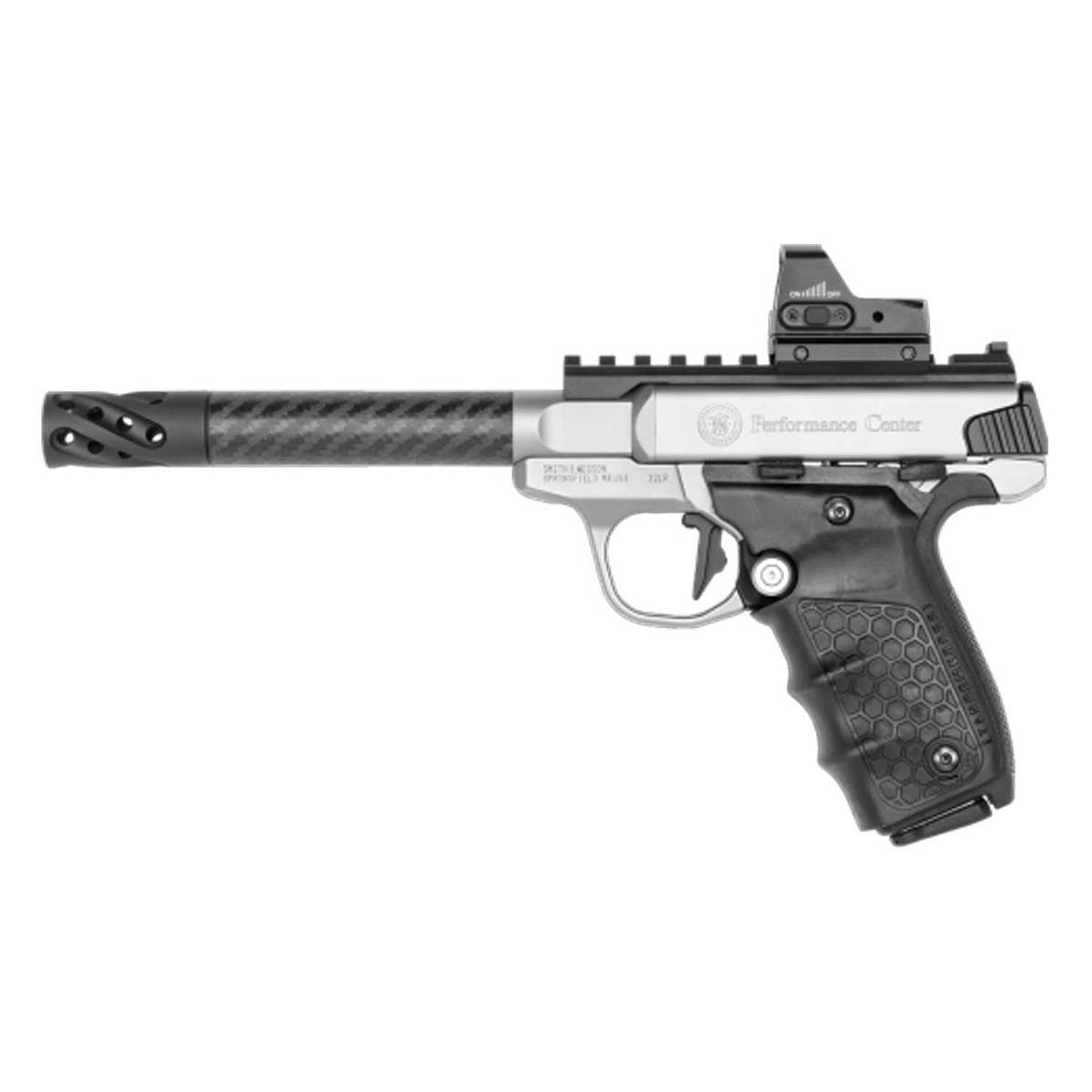 Smith & Wesson Performance Center SW22 Victory Target Model Carbon Fiber Target Barrel Red Dot Sight 22 Long Rifle 6in Stainless Pistol - 10+1 Rounds Smith & Wesson Performance Center SW22 Victory Target Model Carbon Fiber Target Barrel Red Dot Sight 22 Long Rifle 6in Stainless Pistol - 10+1 Rounds