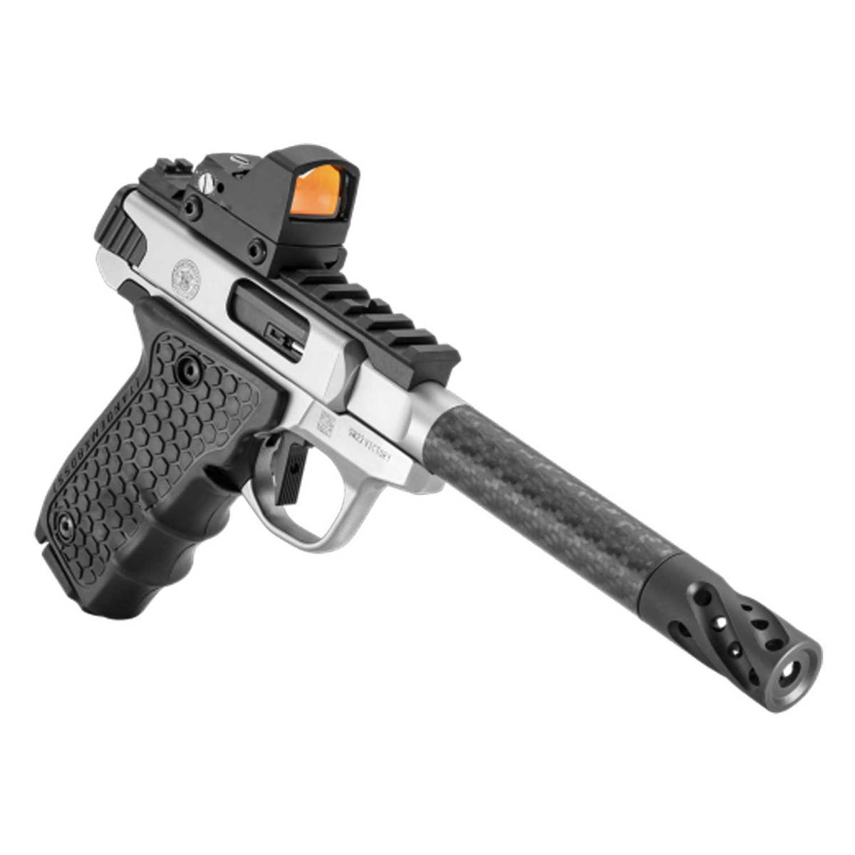 Smith & Wesson Performance Center SW22 Victory Target Model Carbon Fiber Target Barrel Red Dot Sight 22 Long Rifle 6in Stainless Pistol - 10+1 Rounds Smith & Wesson Performance Center SW22 Victory Target Model Carbon Fiber Target Barrel Red Dot Sight 22 Long Rifle 6in Stainless Pistol - 10+1 Rounds