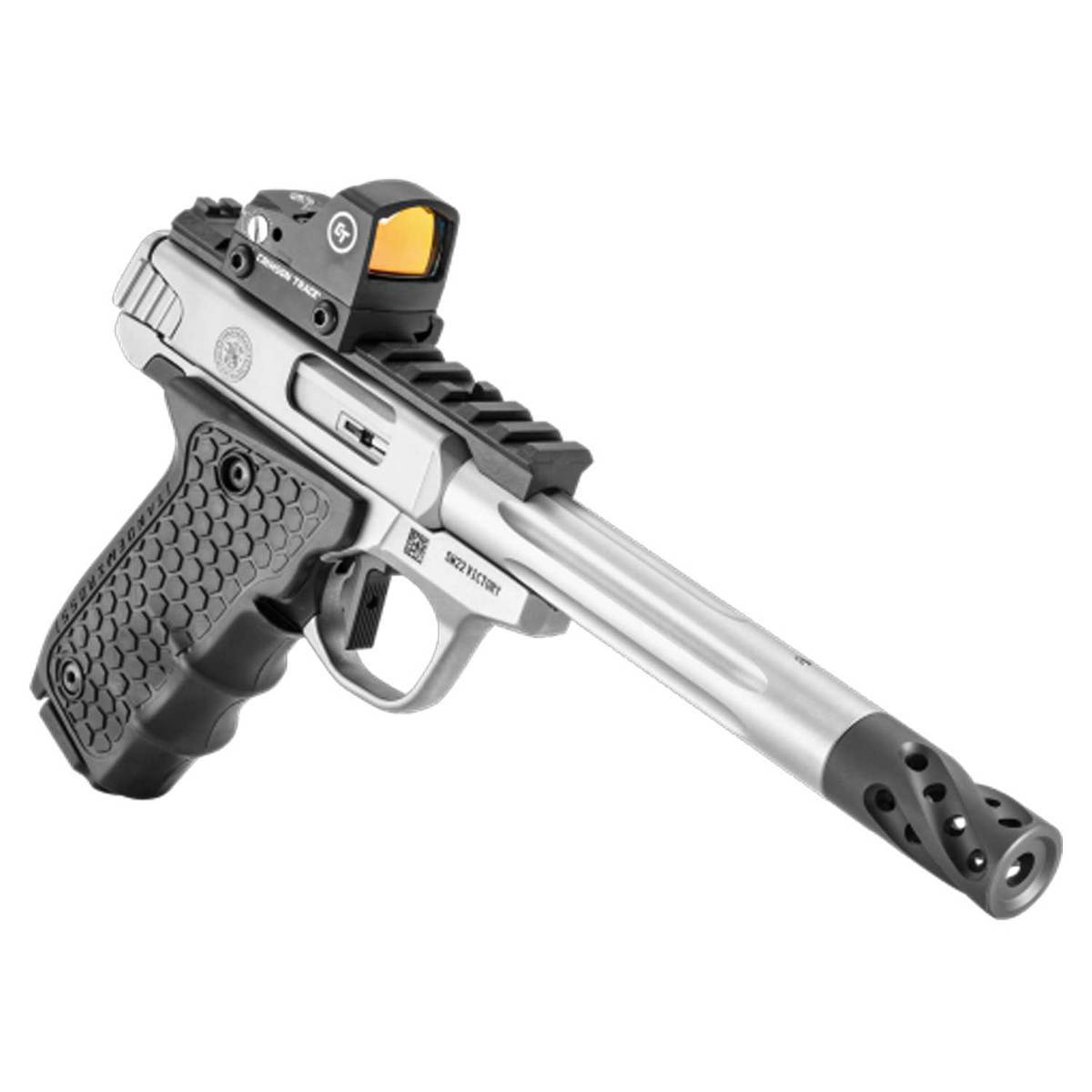 Smith & Wesson Performance Center SW22 Victory Target Model Fluted Barrel Red Dot Sight 22 Long Rifle 6in Stainless Pistol - 10+1 Rounds Smith & Wesson Performance Center SW22 Victory Target Model Fluted Barrel Red Dot Sight 22 Long Rifle 6in Stainless Pistol - 10+1 Rounds