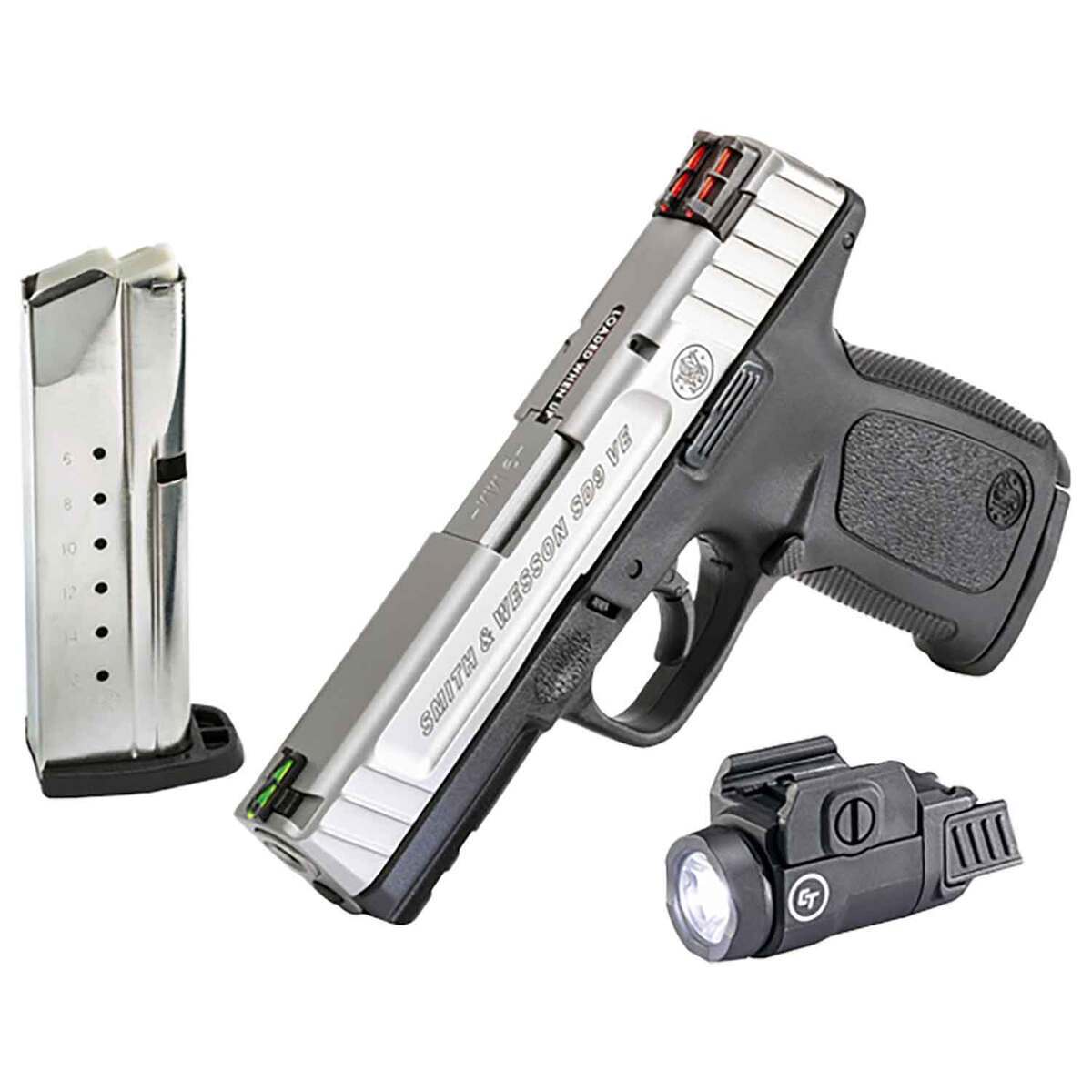 Smith & Wesson SD9 VE Bundle 9mm Luger 4in Matte Silver Pistol - 16+1 Rounds - Black Smith & Wesson SD9 VE Bundle 9mm Luger 4in Matte Silver Pistol - 16+1 Rounds - Black