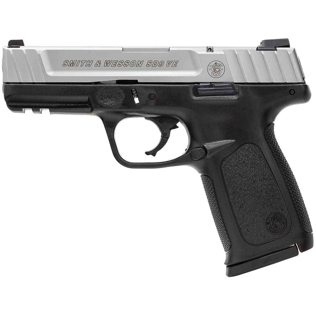 Smith & Wesson SD9 VE MA Compliant 9mm Luger 4in Satin Stainless Pistol - 10+1 Rounds Smith & Wesson SD9 VE MA Compliant 9mm Luger 4in Satin Stainless Pistol - 10+1 Rounds