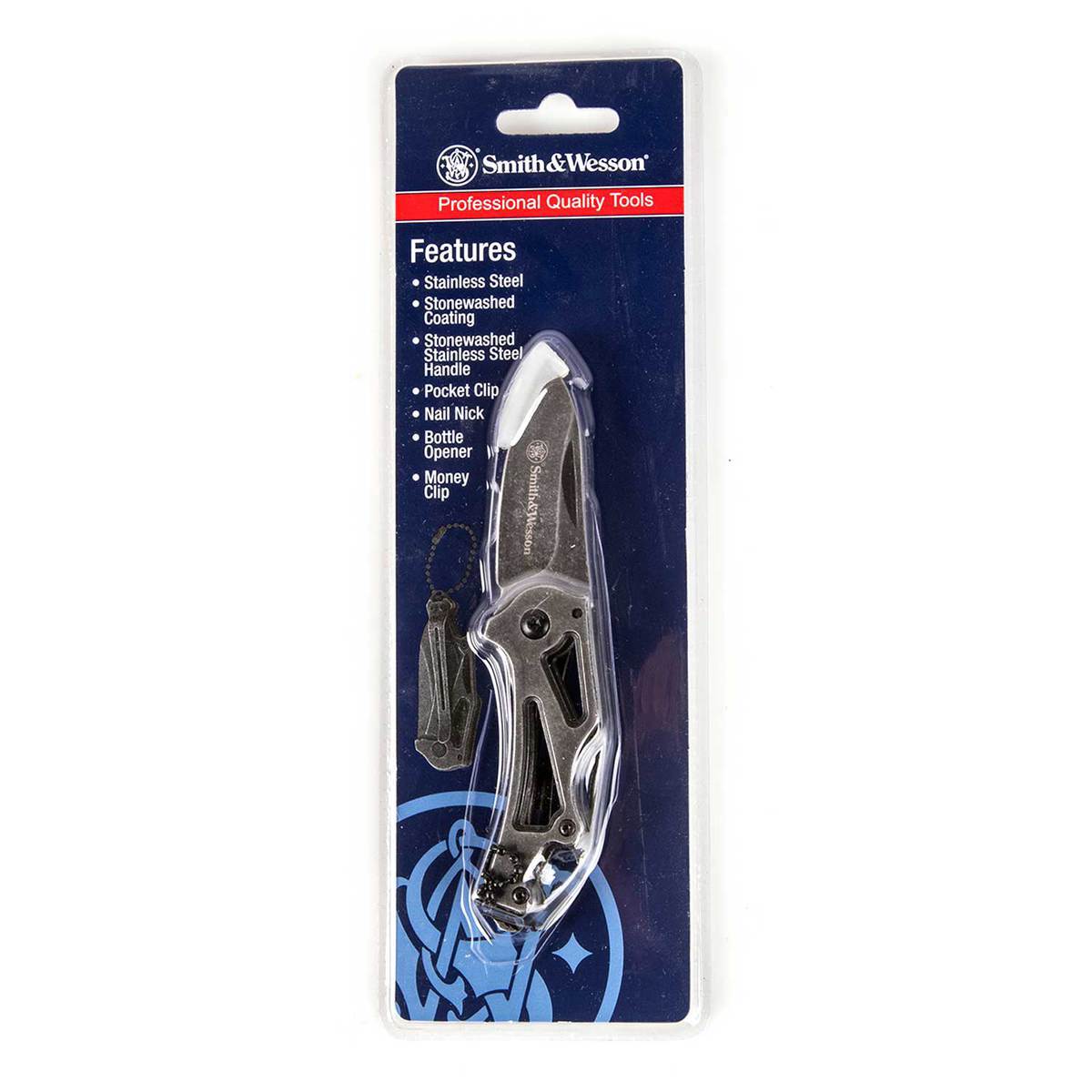 Smith & Wesson Stonewash Folding Keychain Knife - Gray Smith & Wesson Stonewash Folding Keychain Knife - Gray