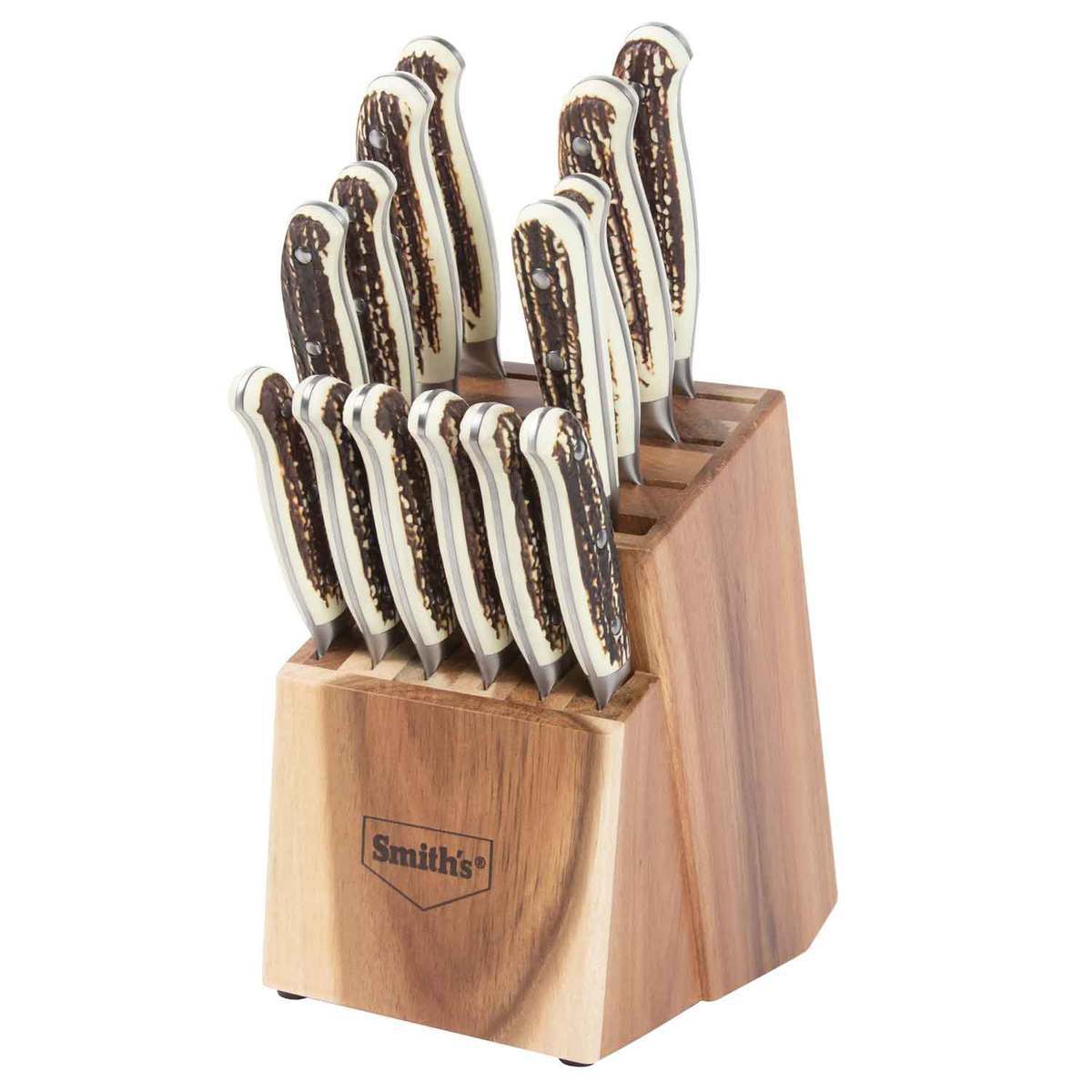 Smith's Cabin & Lodge 14 Piece Kitchen Cutlery Knife Set - Brown