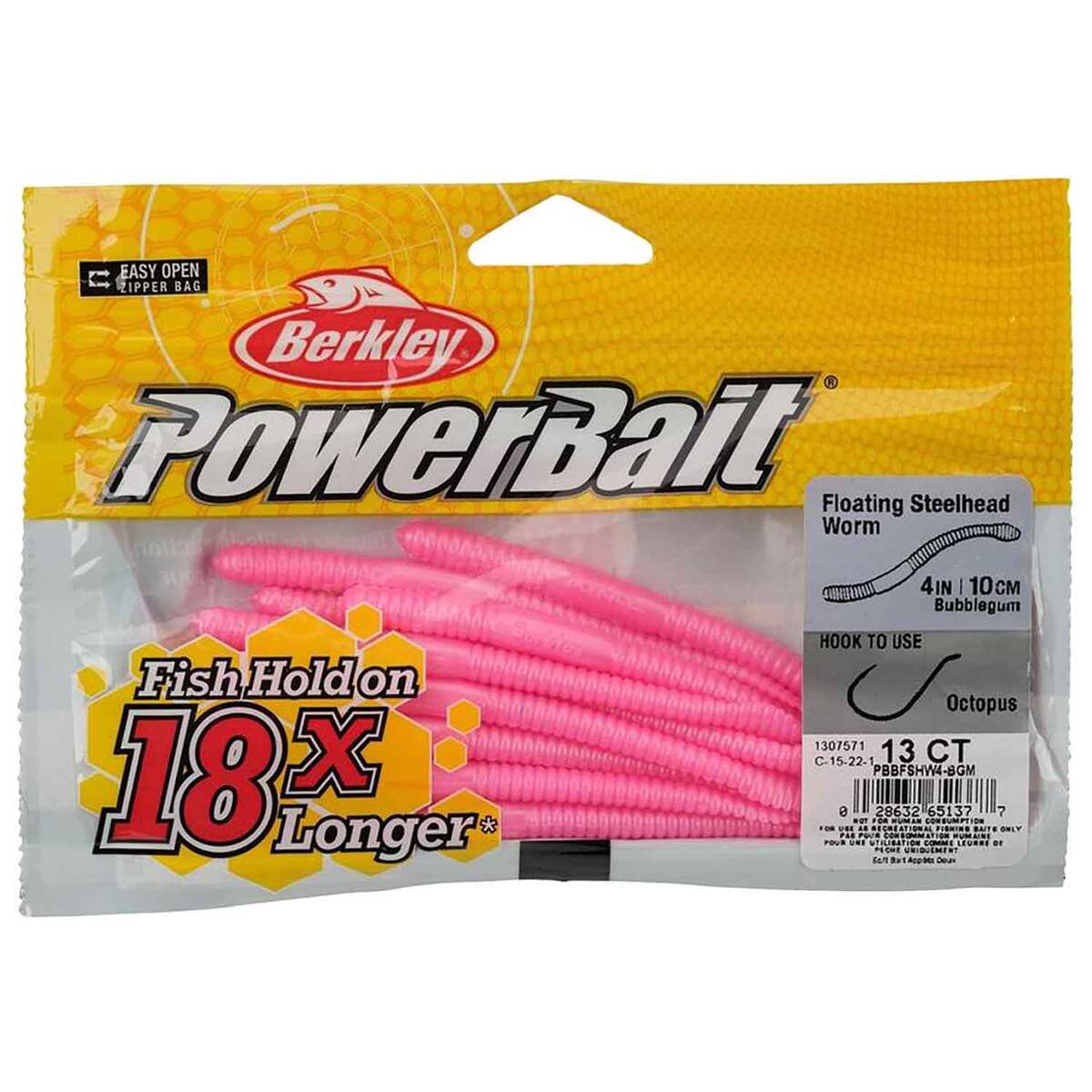 Berkley PowerBait Floating Steelhead Worm - Pink, 4in, 13pk - Bubblegum Berkley PowerBait Floating Steelhead Worm - Pink, 4in, 13pk - Bubblegum