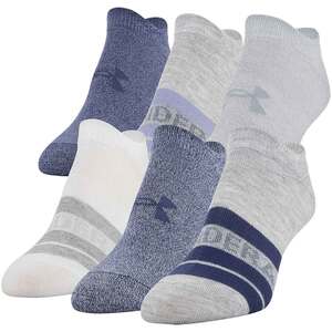 Under Armour Women's Essential No Show 6 Pack Casual Socks - Gray Heather Assorted - M