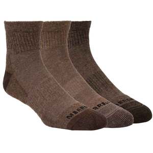 Merrell Men's Cushion Wool Blend Quarter Crew Hiking Socks - Brown - S/M