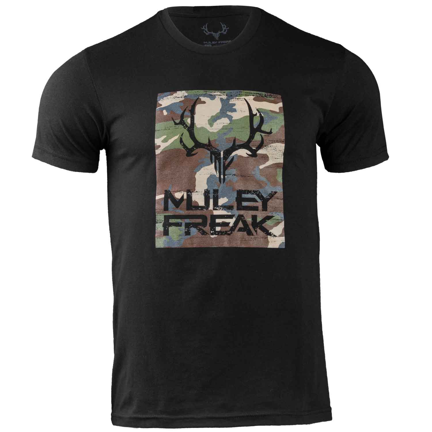 Muley Freak Men's Stacked Camo Short-Sleeve Casual Shirt - Black XL