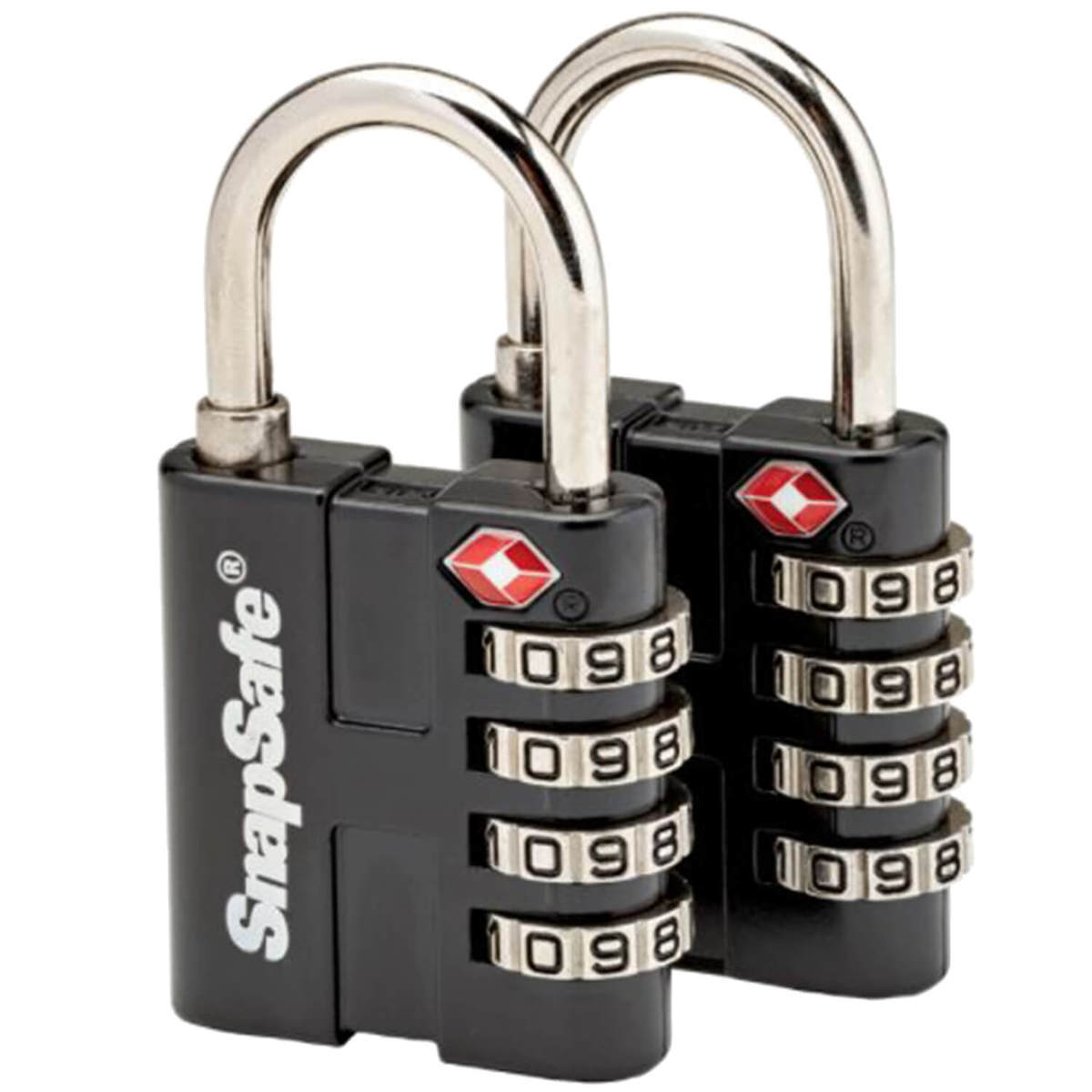 SnapSafe TSA Padlocks - 2 Pack - Black/Silver/Red SnapSafe TSA Padlocks - 2 Pack - Black/Silver/Red