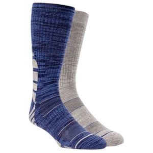 Sof Sole Men's Stripe 2 Pack Hiking Socks - Navy/Gray - L