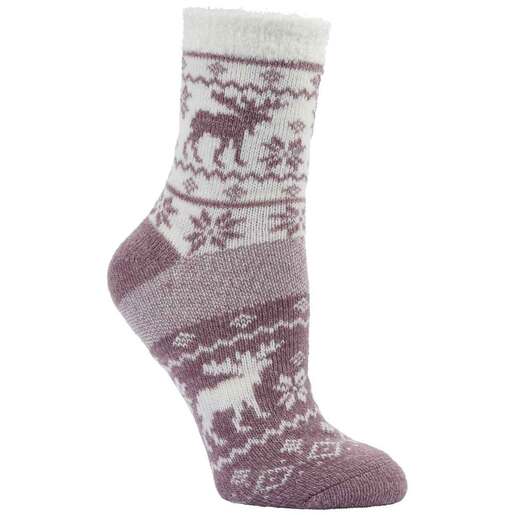 Sof Sole Women's Fireside Oh Deer 2.0 Casual Socks - Plum/Fog M