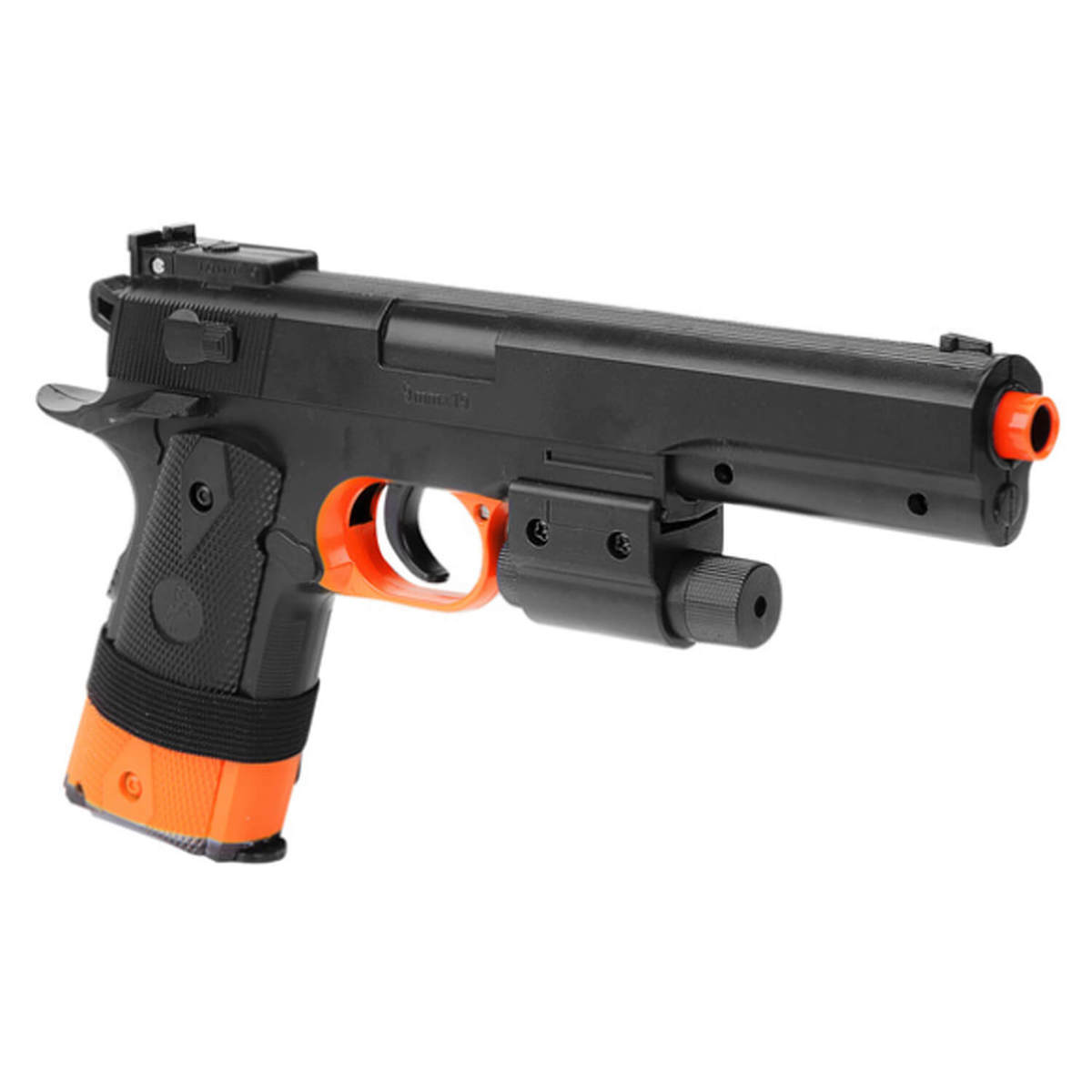 Soft Air Colt 1911 6mm Caliber Air Pistol With Laser Sight - Black/Orange