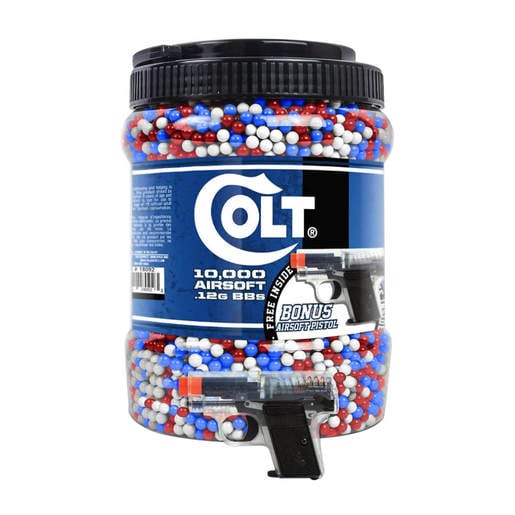 Soft Air Colt 6mm Cal .12gr BB Jar With Bonus Airsoft Handgun – 10,000 Count