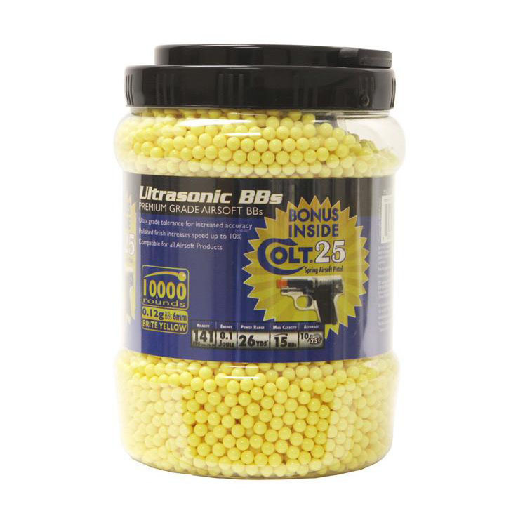 Soft Air Ultrasonic10,000 ct Yellow BB Jar W/ Free Clear Colt .25 Spring Pistol Soft Air Ultrasonic10,000 ct Yellow BB Jar W/ Free Clear Colt .25 Spring Pistol
