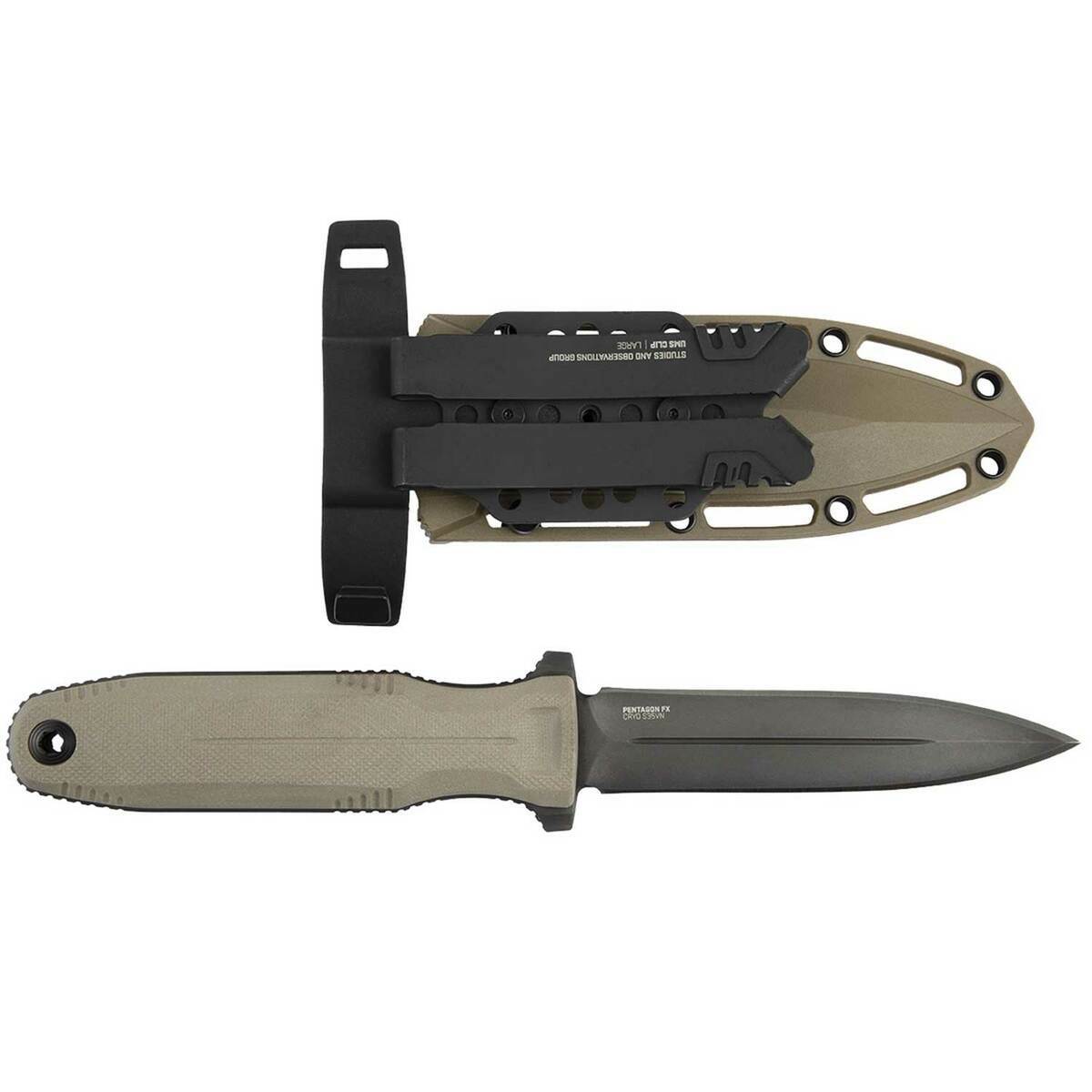 SOG Pentagon FX 4.77 inch Fixed Blade Knife - Flat Dark Earth SOG Pentagon FX 4.77 inch Fixed Blade Knife - Flat Dark Earth
