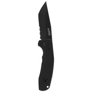 SOG-TAC AU 3.43 inch Tanto Serrated Edge Automatic Knife - Black