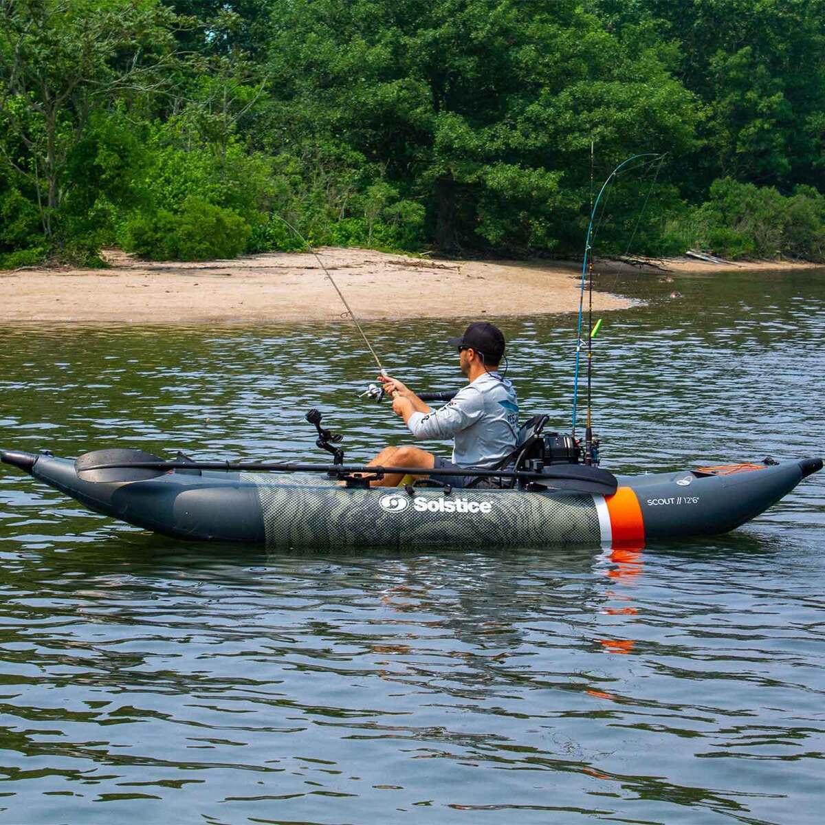 Solstice Scout Fishing Inflatable Kayak - 12.5ft Gray - Gray Solstice Scout Fishing Inflatable Kayak - 12.5ft Gray - Gray