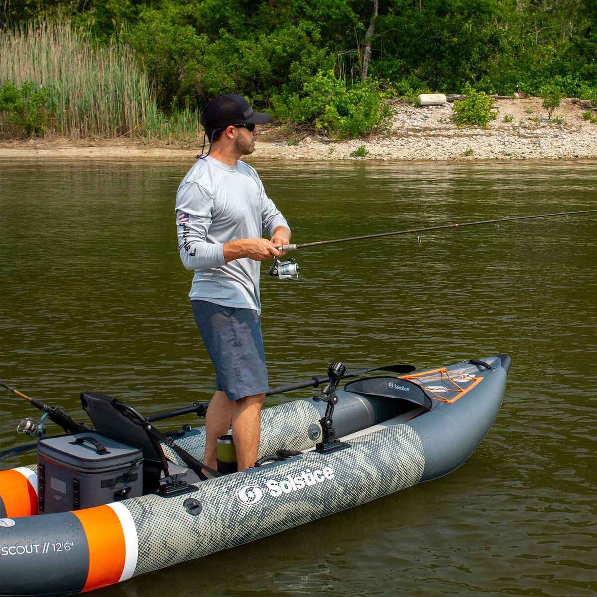 Solstice Scout Fishing Inflatable Kayak - 12.5ft Gray - Gray Solstice Scout Fishing Inflatable Kayak - 12.5ft Gray - Gray