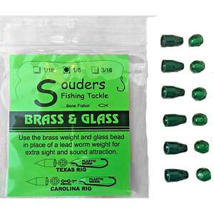 Souders Fishing Tackle Brass and Glass Sinkers - Green/Green, 1/8oz