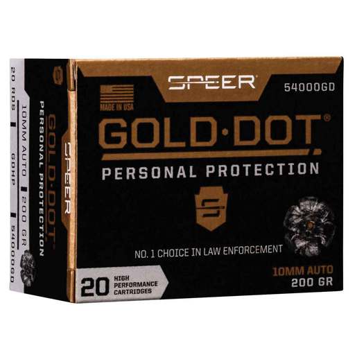 Speer Gold Dot 10mm Auto 200gr HP Handgun Ammo Ammo - 20 Rounds 20 Rounds Ammo