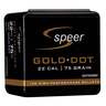 Speer Gold Dot 22 Caliber Full Metal Jacket 75gr Reloading Bullets - 100 Count
