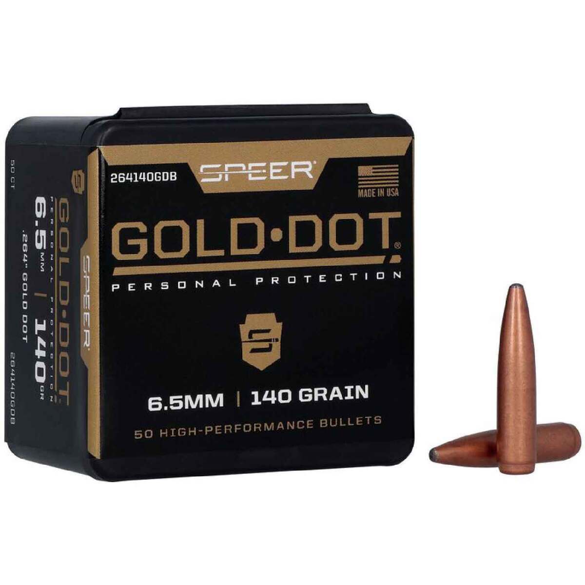 Speer Gold Dot 264 Caliber/6.5mm Full Metal Jacket 140gr Reloading Bullets - 50 Count Speer Gold Dot 264 Caliber/6.5mm Full Metal Jacket 140gr Reloading Bullets - 50 Count