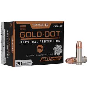 Speer Gold Dot 30 Super Carry 100gr HP Handgun Ammo - 20 Rounds