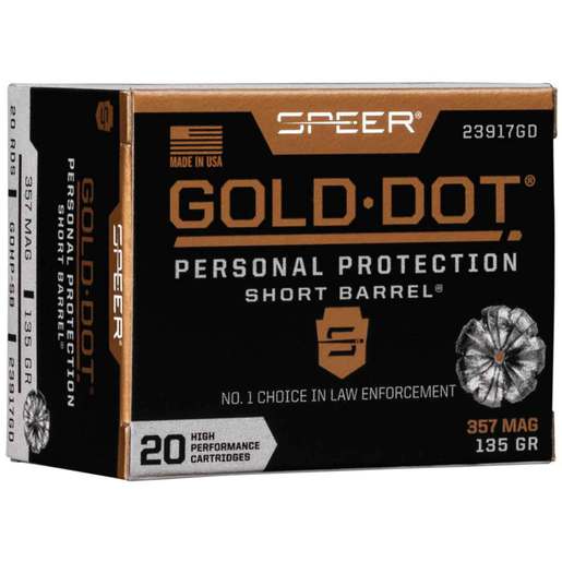 Speer Gold Dot 357 Magnum 135gr HP Short Barrel Handgun Ammo Ammo - 20 Rounds 20 Rounds Ammo