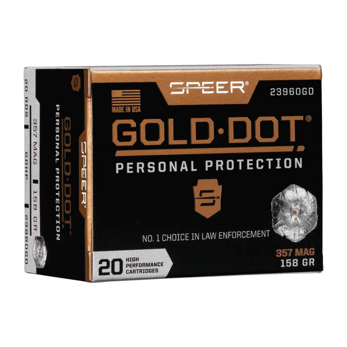Speer Gold Dot 357 Magnum 158gr HP Handgun Ammo - 20 Rounds Speer Gold Dot 357 Magnum 158gr HP Handgun Ammo - 20 Rounds