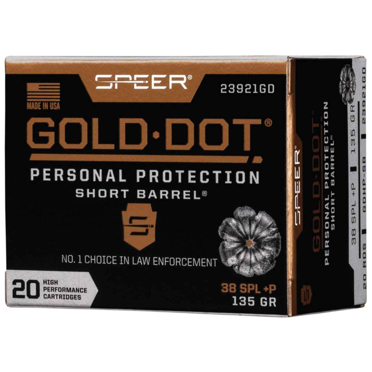 Speer Gold Dot 38 Special +P 135gr HP Handgun Ammo - 20 Rounds Speer Gold Dot 38 Special +P 135gr HP Handgun Ammo - 20 Rounds