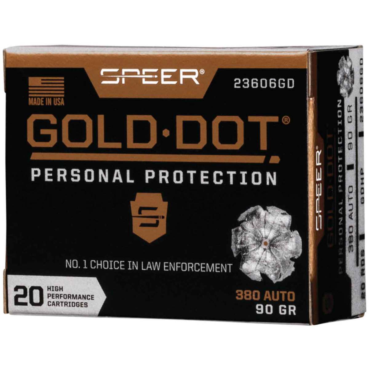 Speer Gold Dot 380 Auto (ACP) 90gr HP Handgun Ammo - 20 Rounds Speer Gold Dot 380 Auto (ACP) 90gr HP Handgun Ammo - 20 Rounds