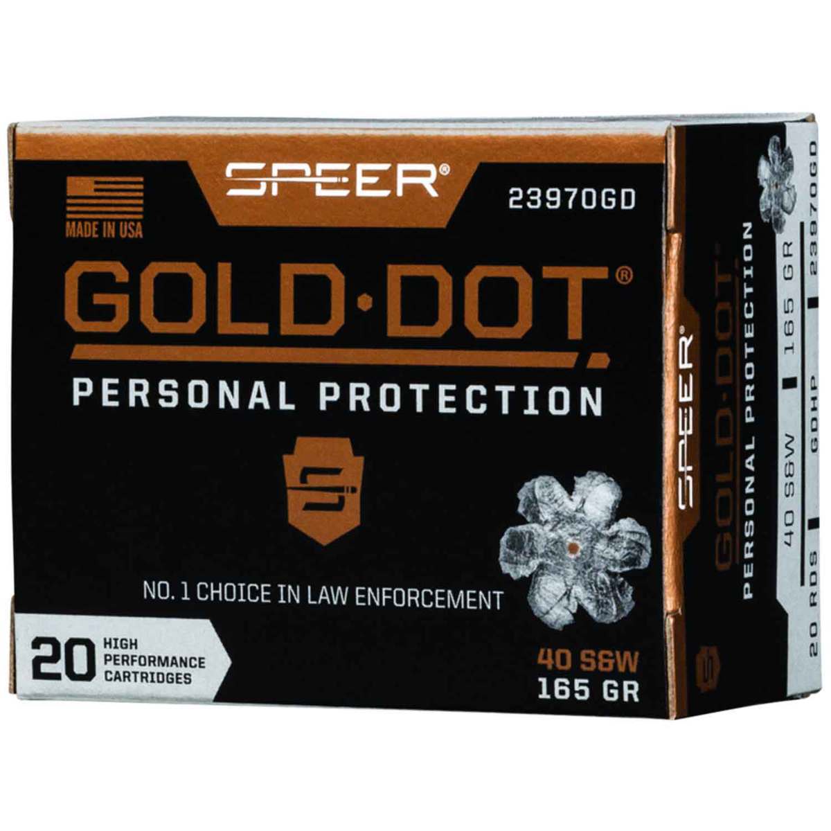 Speer Gold Dot 40 S&W 165gr HP Handgun Ammo - 20 Rounds Speer Gold Dot 40 S&W 165gr HP Handgun Ammo - 20 Rounds