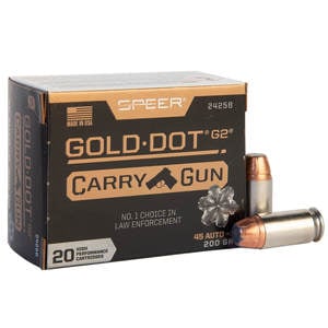 Speer Gold Dot 45 Auto (ACP) 200gr G2 Handgun Ammo - 20 Rounds