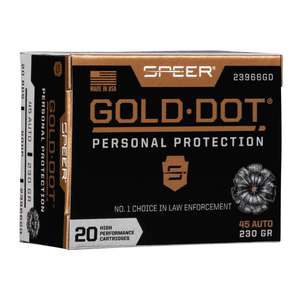 Speer Gold Dot 45 Auto (ACP) 230gr HP Handgun Ammo - 20 Rounds