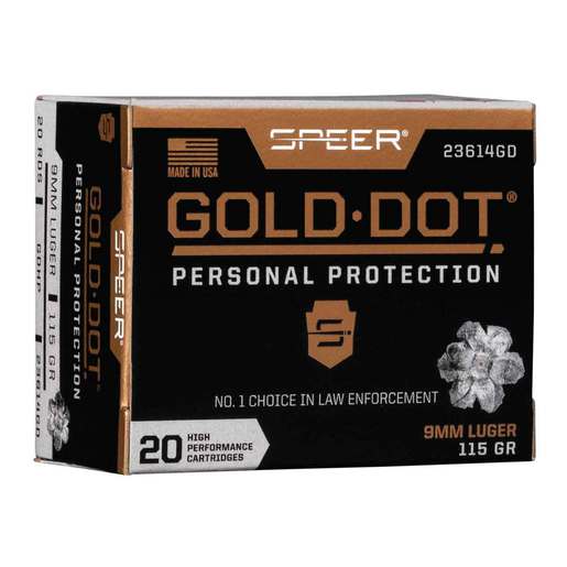 Speer Gold Dot 9mm Luger 115gr HP Handgun Ammo -20 Rounds er Gold Dot 9mm Luger 115gr HP Handgun -20 Rounds Ammo