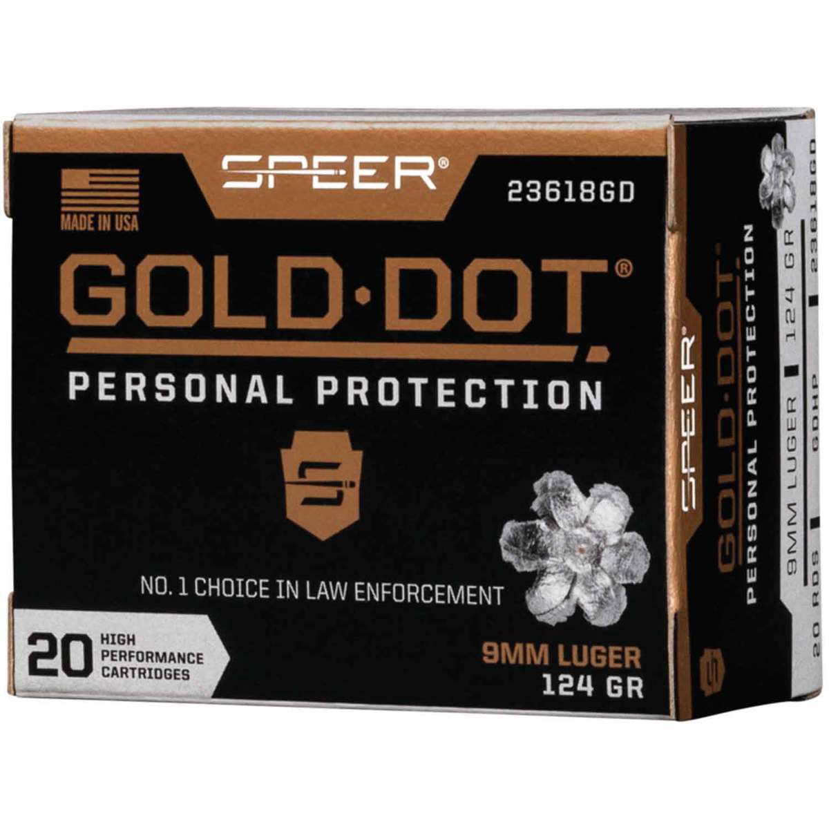 Speer Gold Dot 9mm Luger 124gr HP Handgun Ammo - 20 Rounds Speer Gold Dot 9mm Luger 124gr HP Handgun Ammo - 20 Rounds