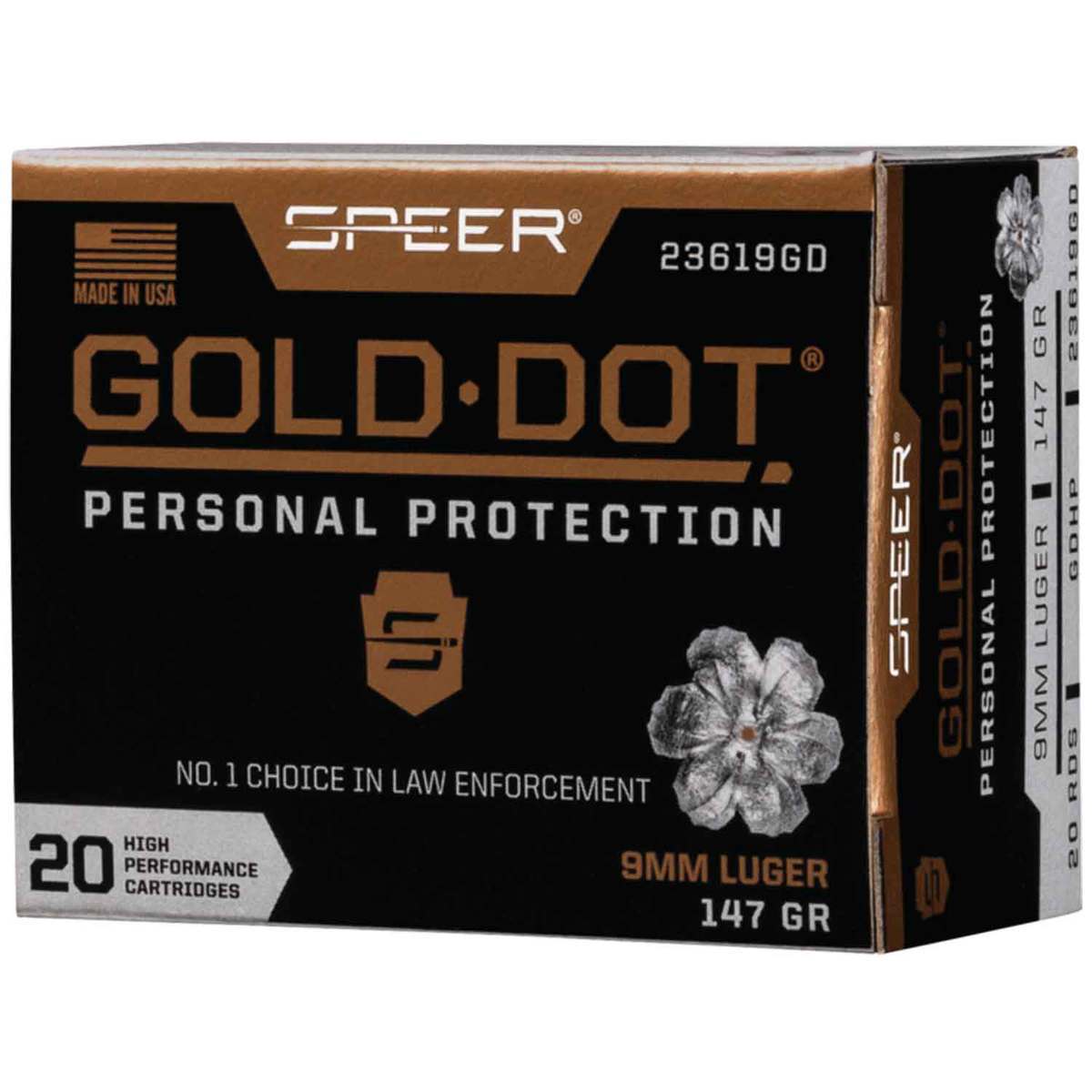 Speer Gold Dot 9mm Luger 147gr HP Handgun Ammo - 20 Rounds Speer Gold Dot 9mm Luger 147gr HP Handgun Ammo - 20 Rounds