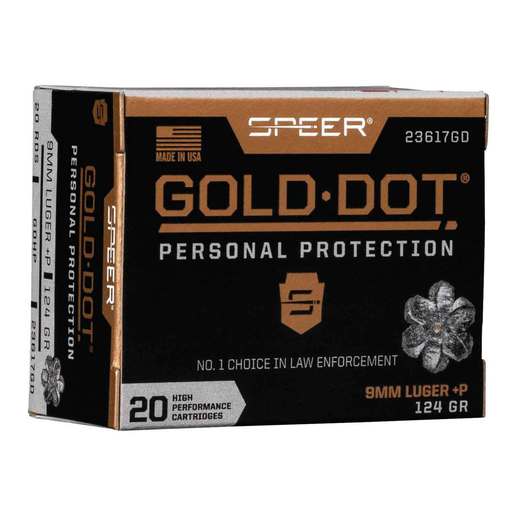 Speer Gold Dot 9mm Luger P 124gr HP Handgun Ammo Ammo - 20 Rounds 20 Rounds Ammo