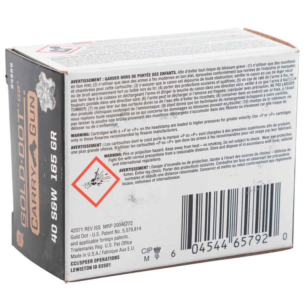 Speer Gold Dot Carry 40 S&W 165gr HP Handgun Ammo - 20 Rounds Speer Gold Dot Carry 40 S&W 165gr HP Handgun Ammo - 20 Rounds