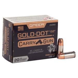 Speer Gold Dot Carry 9mm Luger 135gr HP Handgun Ammo - 20 Rounds