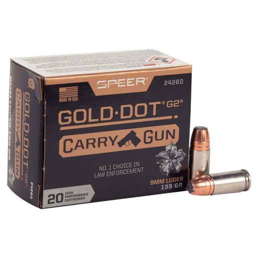 Speer Gold Dot Carry 9mm Luger 135gr HP Handgun Ammo Ammo - 20 Rounds 20 Rounds Ammo
