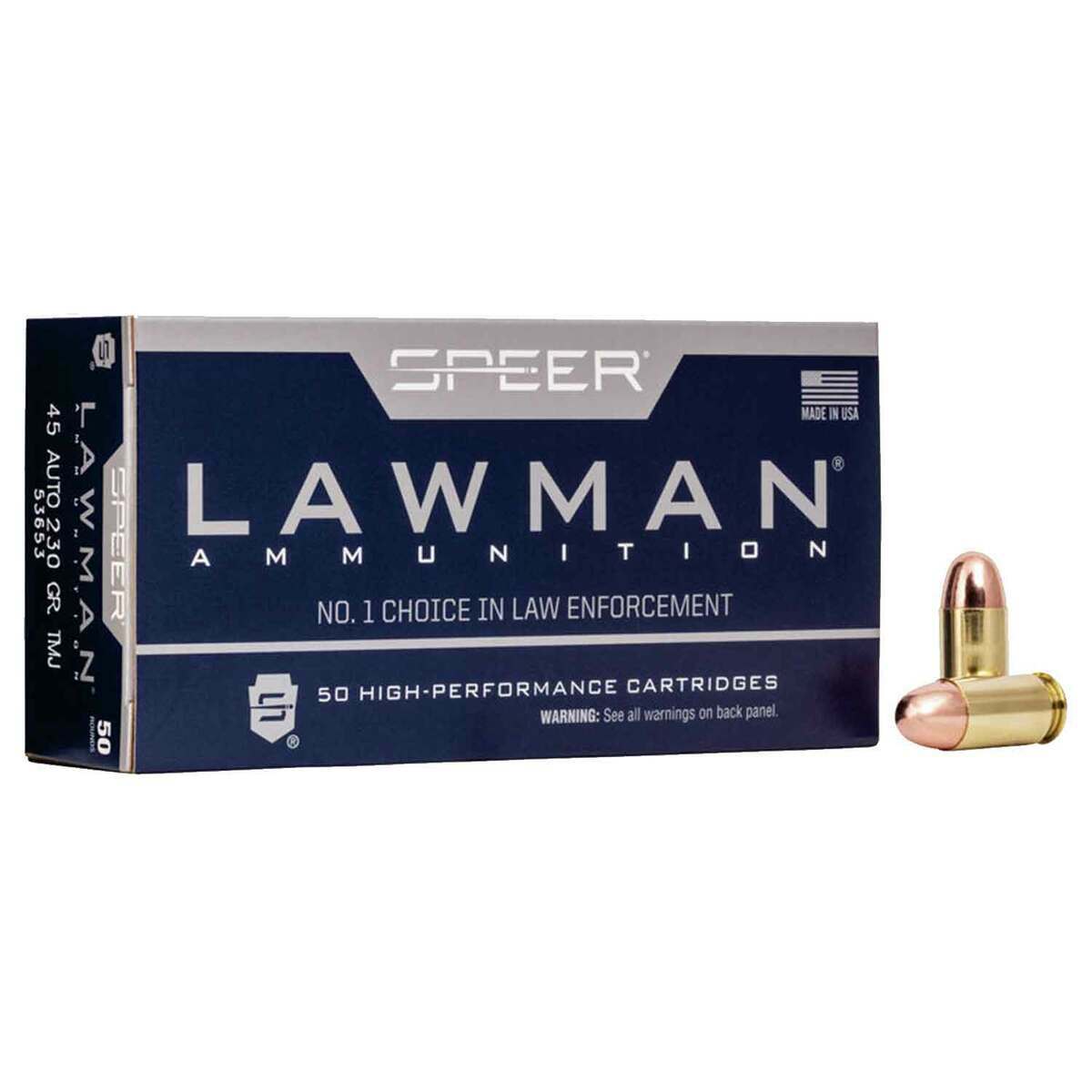 Speer Lawman 45 Auto (ACP) 230gr TMJ Handgun Ammo - 50 Rounds Speer Lawman 45 Auto (ACP) 230gr TMJ Handgun Ammo - 50 Rounds