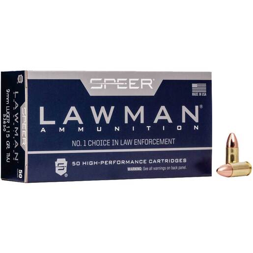 Speer Lawman 9mm Luger 115gr TMJ Handgun Ammo Ammo - 50 Rounds 50 Rounds Ammo