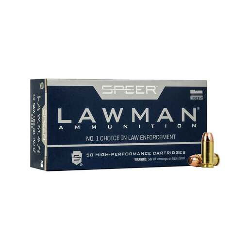 Speer Lawman Clean-Fire 40 S&W 180gr Total Metal Jacket Round Nose Centerfire Handgun Ammo Ammo - 50 Rounds 50 Rounds Ammo