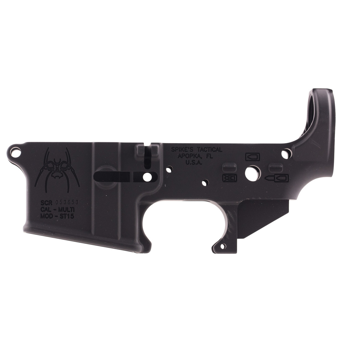 Spikes Tactical Spider Black Open Stripped Lower Receiver Spikes Tactical Spider Black Open Stripped Lower Receiver