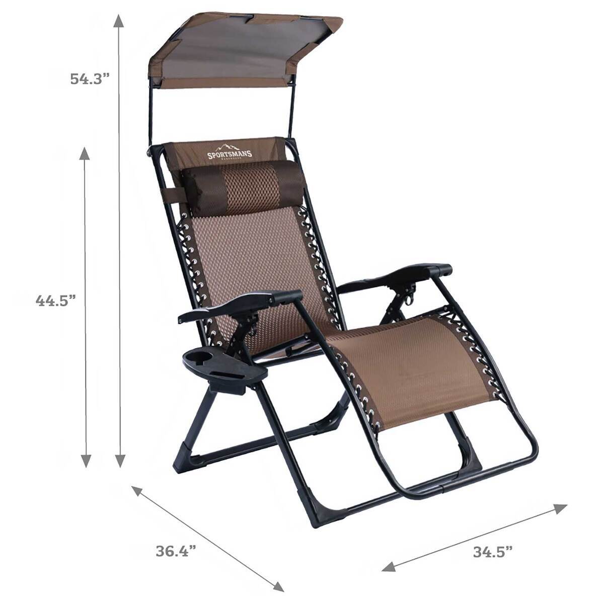 Sportsman's Warehouse XL Zero Gravity Shade Lounge Chair - Brown - Brown XL Sportsman's Warehouse XL Zero Gravity Shade Lounge Chair - Brown - Brown XL