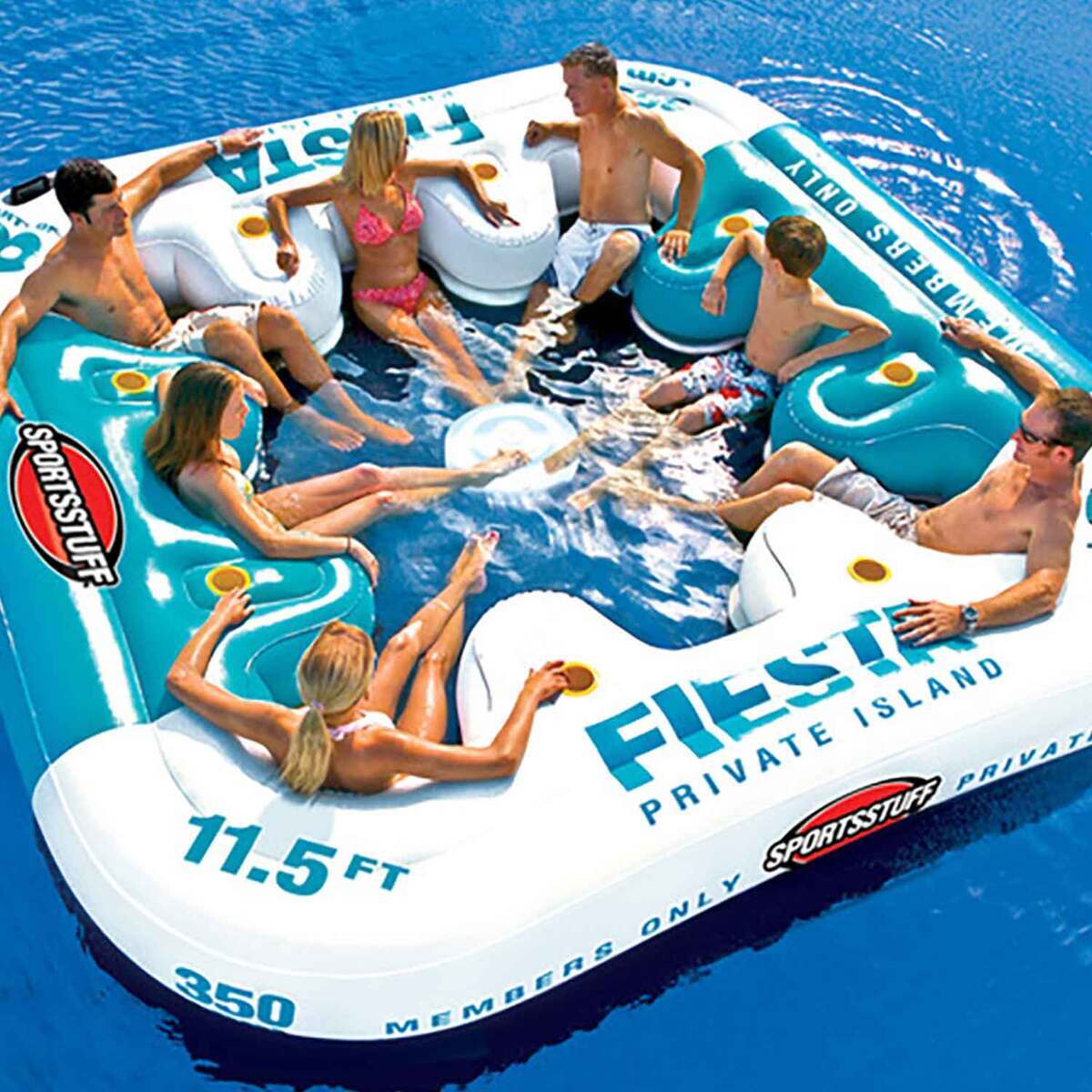 Sportsstuff Fiesta Island 8 Person Pool Float - White/Turquoise Sportsstuff Fiesta Island 8 Person Pool Float - White/Turquoise