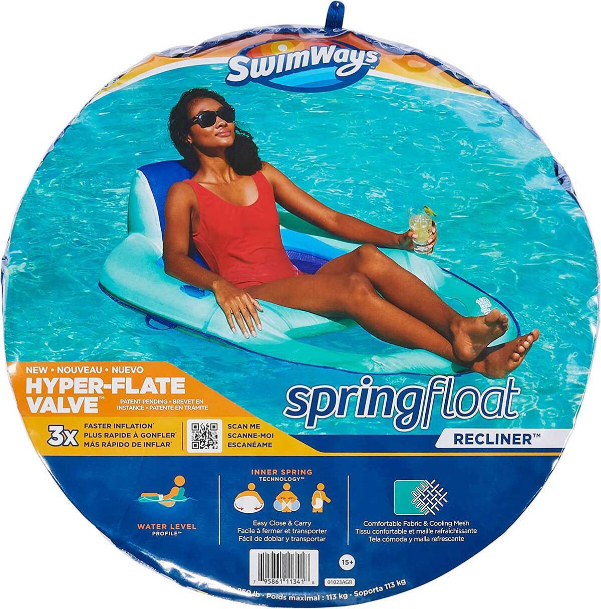 SwimWays Spring Float Recliner 1 Person Pool Lounger | Sportsman's ...